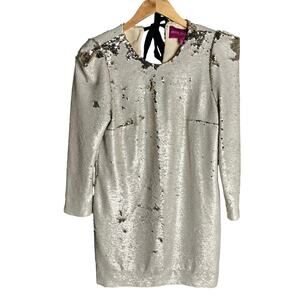 Heidi Merrick Sequin Mini Dress Cream Size M
